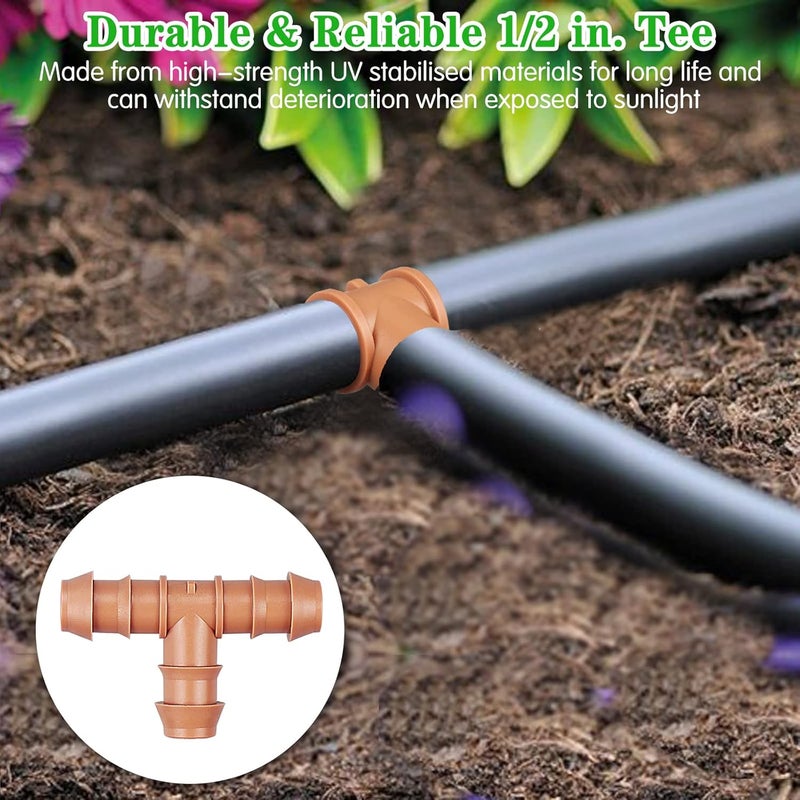 Gardrip Drip Irrigation Barbed Tee：20 Pack Drip Irrigation Tee Parts Fits for 1/2 Inch Drip Irrigation Tubing 17mm 0.600" ID for Patio Lawn Garden - Image 5